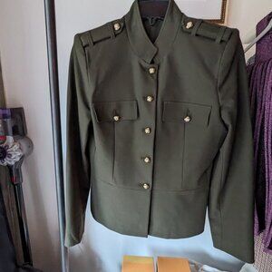 Express Olive Green Novelty Button Structured Jacket (Medium)